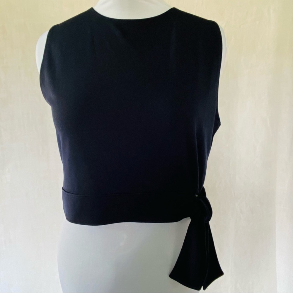 Leith XL Women Wrap Crop Top in Navy with Crisscross Back And Tie On The Side